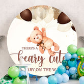 Aperturee - Balloons And Bear Round Baby Shower Backdrop